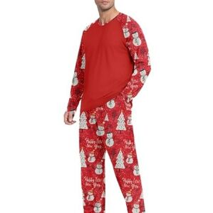 Men's Pajama Set Sleepwear Lightweight Long Sleeve Red NWT